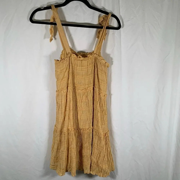 altar'd state Mini Dress Women's Small Yellow Tiered Sleeveless Sundress - Picture 7 of 8